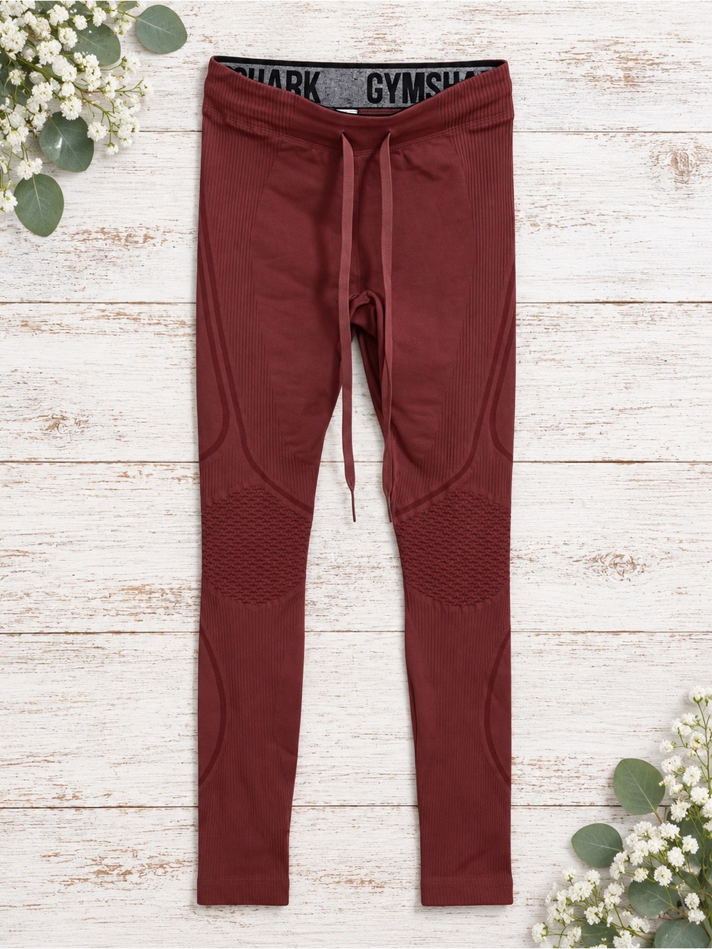 Gymshark 315 Seamless Leggings Burgandy/Rust Size Med. Drawstring A1A8X Unisex